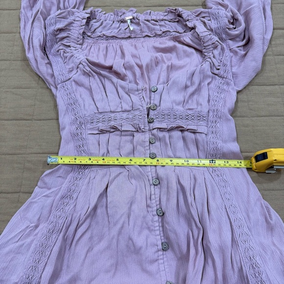 Free People Magdalia Maxi Dress Pale Mauve Long Sleeve Crochet Lace - Picture 8 of 9